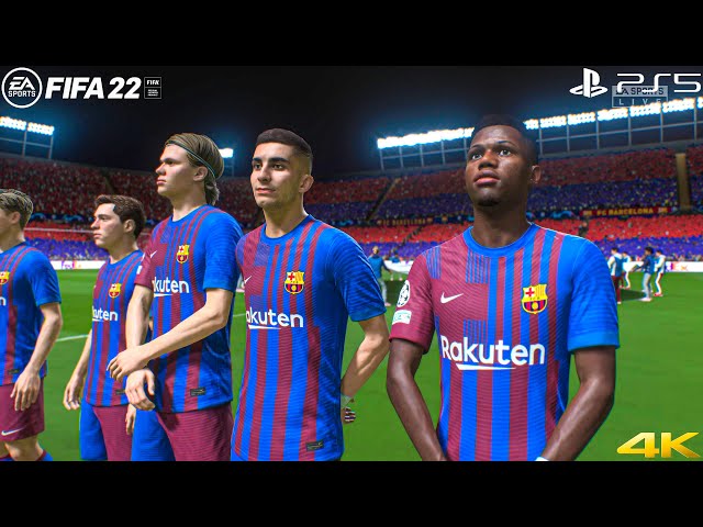 FIFA 22 PS5 - Barcelona Vs Man United Ft. Fati, Haaland, Torres, | UEFA Champions League | 4K