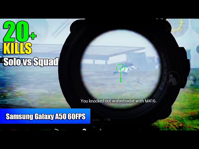 Samsung Galaxy A50 60FPS Smooth+Extreme - PUBG MOBILE | Solo vs Squad | 20+ Kills | Best Sensitivity