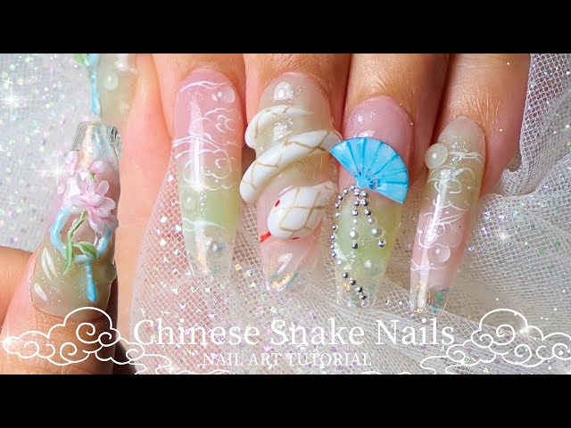 Make Nails ASMR | Nail Art Tutorial | 3D Nail Art | GEL-X | Press On Nails | Chinese Snake Nails