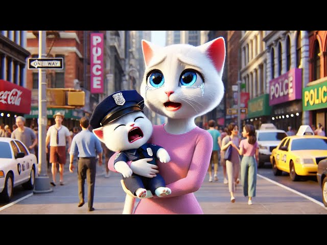 Kitten became a Police Officer👮 - Find Mother Cat!😿 #cat #ai #catlover #catvideos #cutecat #aicover