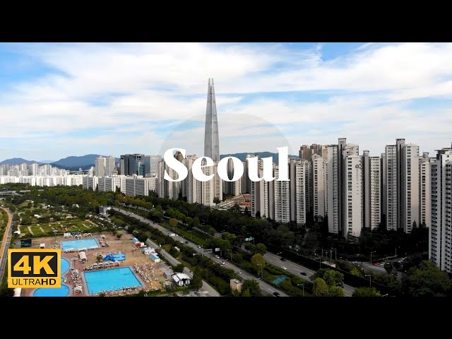 World Travel, Aerial View of Seoul (South Korea) 4k video