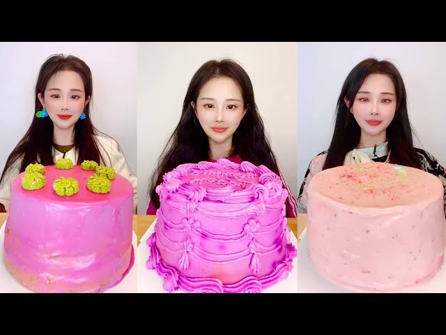 Asmr🍰Eating Dragon Fruit Cream Cake🍰 (Soft And Waxy Sound) 크림丨먹방丨Mukbang丨Satisfying丨Eatings