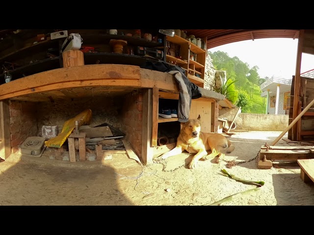 Farmer’s father working in his carpentry workshop