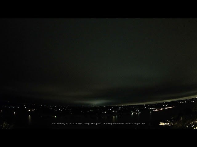 02/09/2025: Nightlapse: Lake Travis, Texas (Austin, TX): 4K, 60fps Daily Timelapse Video