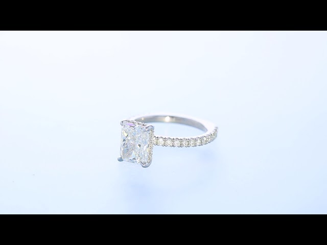 Stunning Radiant Cut Diamond Engagement Ring with Hidden Halo