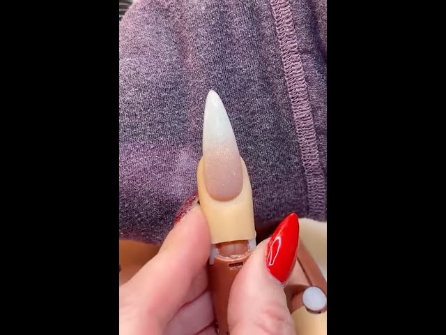 Beginner gel full cover nail tips | Glitter Fiber Gel Ombre Stiletto