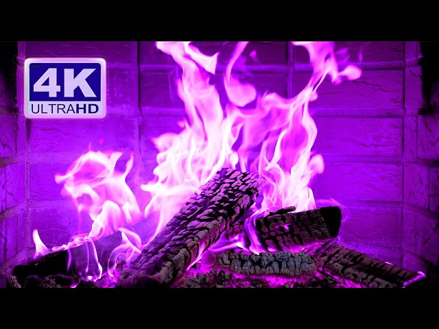 🔥 PURPLE FIREPLACE 4K Ultra HD. Halloween Ambience