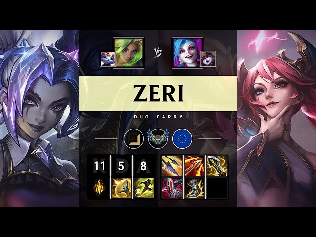 Zeri ADC vs Jinx: Triple Kill, Dominating - EUW Challenger Patch 25.S1.2