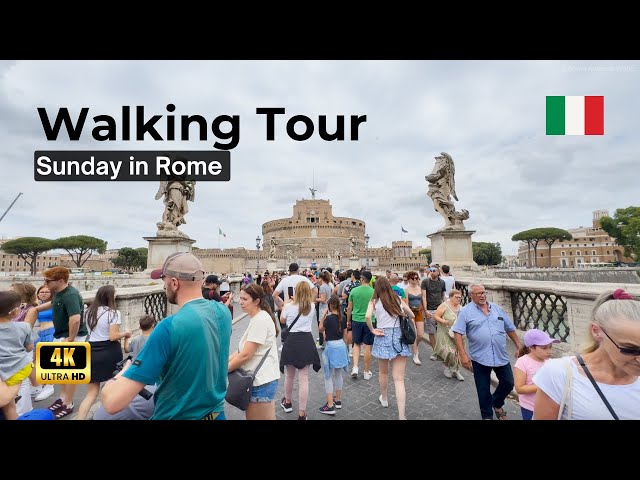 Walking Tour 4K - From Castel Sant'Angelo to Trevi Fountain -  June 2024