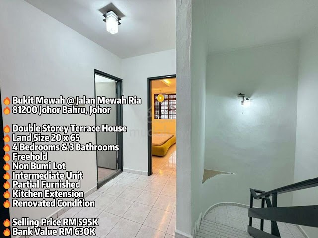 🔥Bukit Mewah @ Jalan Mewah Ria Double Storey Terrace 20x65 Renovated Furnished Extension