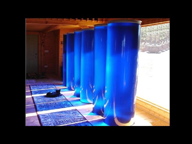 How the sun heats a house using these blue cylinders