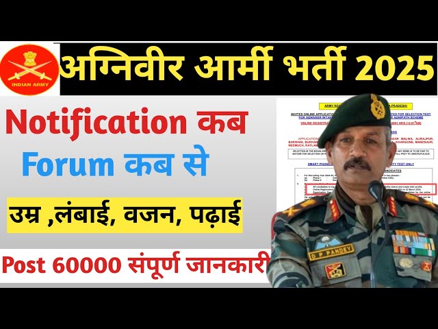 Agniveer New Recruitment 2025 Indian Army New Vacancy 2025 Agniveer Nai Bharti form Date exam Date