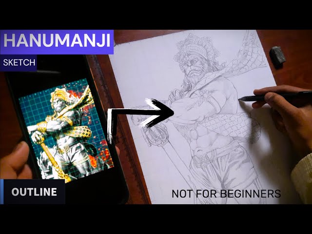 How To Draw Hanuman ji 😍 Step By Step Outline Tutorial 🔥 | Rudra arts #hanuman #drawing