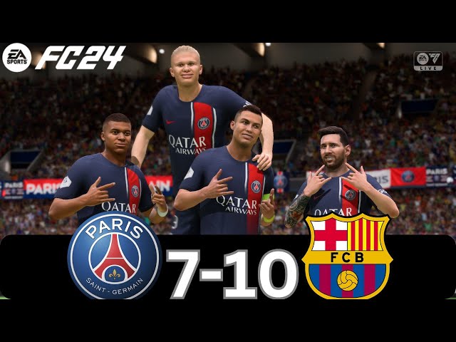 WHAT HAPPEN IF MESSI, RONALDO, MBAPPE, NEYMAR, PLAY TOGETHER ON PSG VS BARCELONA