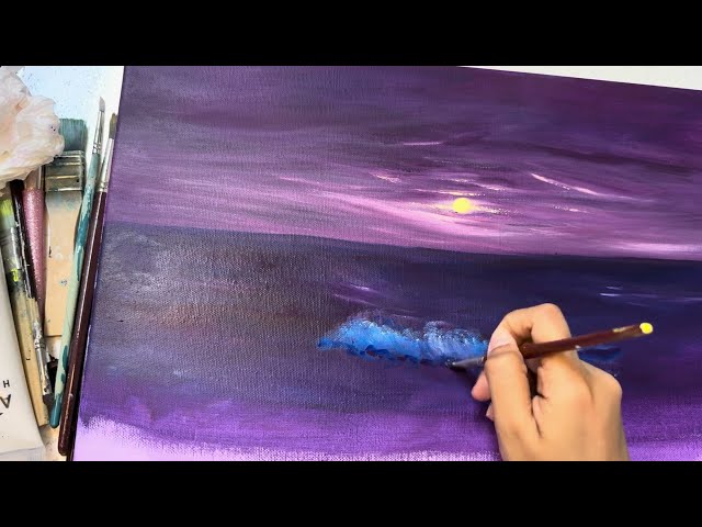 How to draw Glowing sunset in simple steps #reels #art #canvas #acrylicpainting #fypシ #me