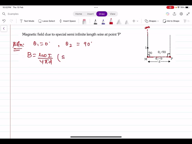 Magnetic field due to special semi infinite length wire at point P #iit #jeemain #jeeadvanced #neet