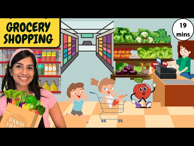 Let's go Grocery Shopping! | Educational |Nursery Rhymes and Kids cartoon | Learn English Malayalam.