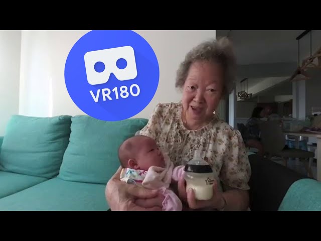 [VR180 5.7k] Baby Riley coughing during milk-drinking session | Vuze XR 180° 3D