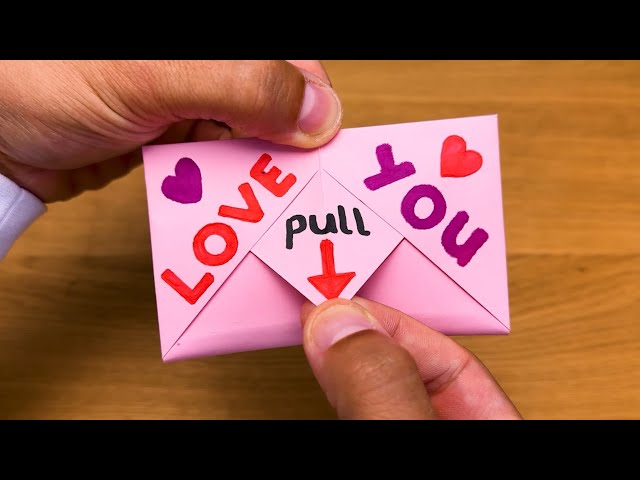 DIY SURPRISE MESSAGE CARD | Pull-Tab Origami Envelope Card