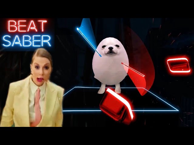 Dog playing Beat Saber to Taylor Swift Song ME! [360° POV VR 3D Gameplay video]