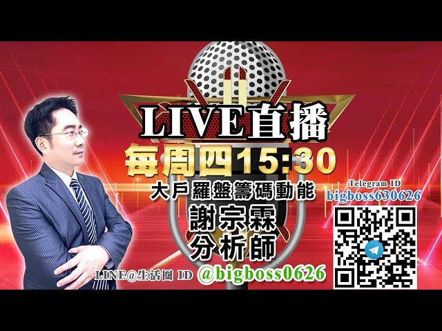 週四15:30~16:00 謝宗霖分析師 LIVE直播