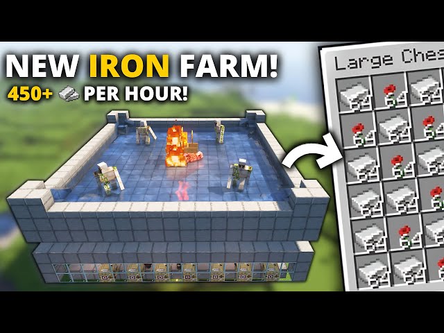 Minecraft Best IRON Farm in 1.21+ NEW DESIGN - 450 P/H!