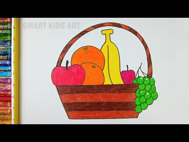 Fruit Basket Drawing | How To Draw Fruit Basket | Fruits Drawing | Draw Smart