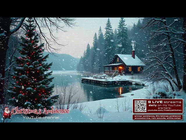 Relaxing Christmas Ambience   Holiday Vibes   Snowstorm Sounds 124