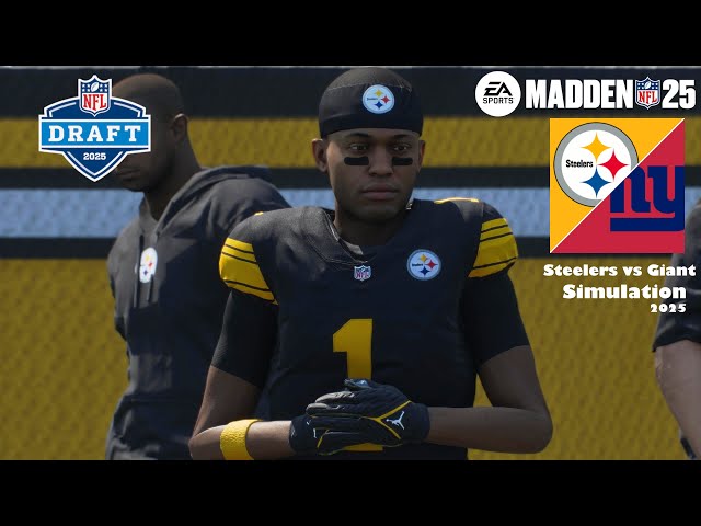 Madden NFL 25 Matthew Golden Steelers vs Cam Ward Giants Sim 2025 NFL Draft Edition PS5 4K Game Play