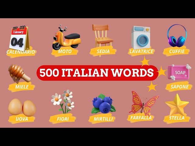 Learn 500 Italian Words Easily 🇮🇹 | Italian Vocabulary for Beginners | Part 2 (Basic Italian)