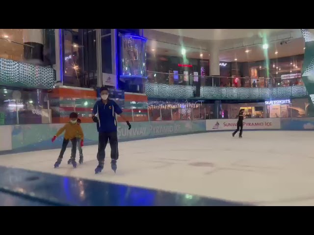 Playing ice skating at Sunway Pyramid