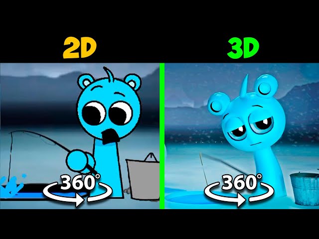 360° VR Incredibox Sprunki Cyan Sky is Fishing 2D and 3D