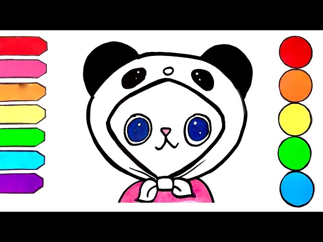 How to Draw a Cat Wearing a Panda Hat | Step by Step Easy Cat Drawing