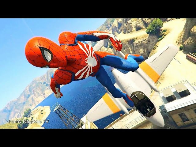 GTA 5 Spiderman Ragdolls Compilation - Funny Moments & Crazy Jumps (Euphoria Physics) #10