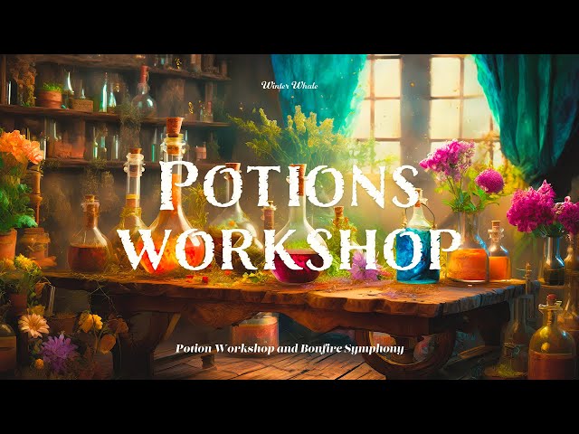 Apothecary Ambience | Bonfire, Potion Making Soundscape | Potion Workshop Sounds, Cozy Ambience ASMR