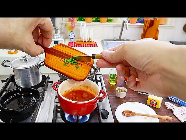 Mini SPAGHETTI & MEATBALL [ MINI REAL FOOD COOKING] MINIATURE COOKING | Kitchen Toy Set