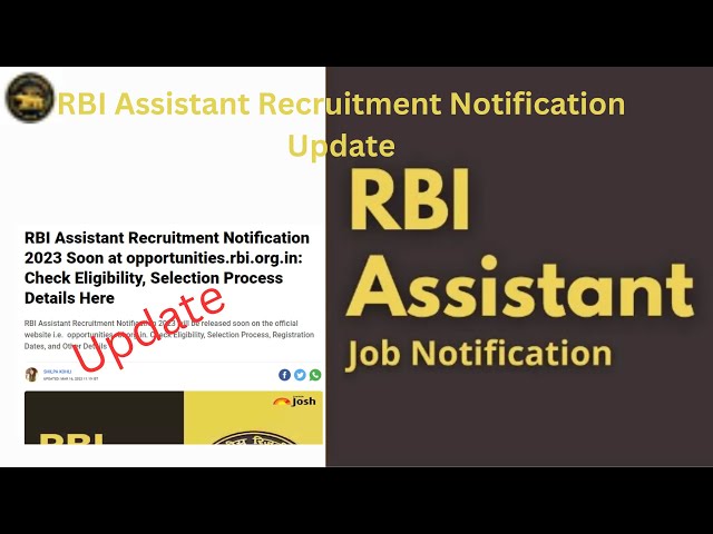 RBI Assistant Recruitment Notification Update |RBI Assistant Recruitment  update #rbi #rbiassistant