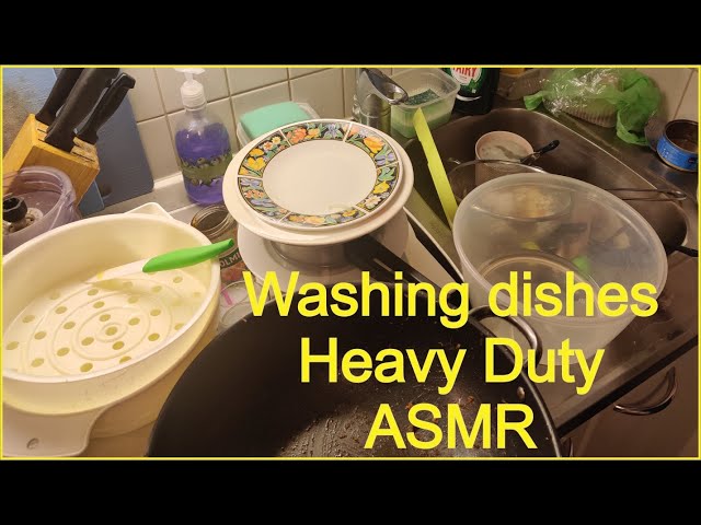 1-hour washing dishes   ASMR -  no talking  - heavy duty