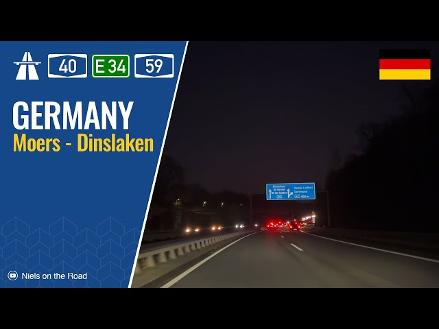 Driving in Germany: Autobahn A40 E34 & A59, B8 from Moers to Dinslaken