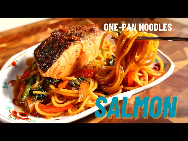 Easy One-Pan Garlic Teriyaki Salmon Noodles