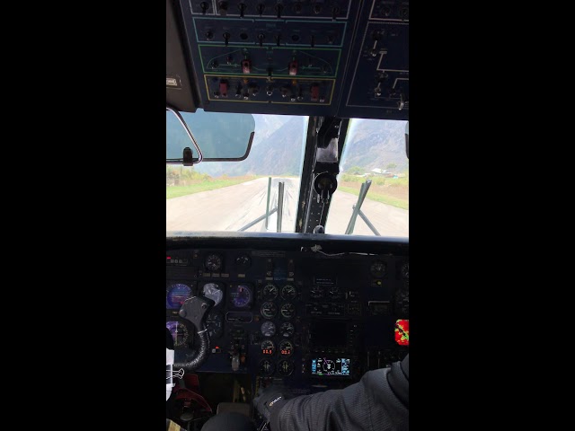 Take-off from Lukla Airport in Nepal (cockpit view)