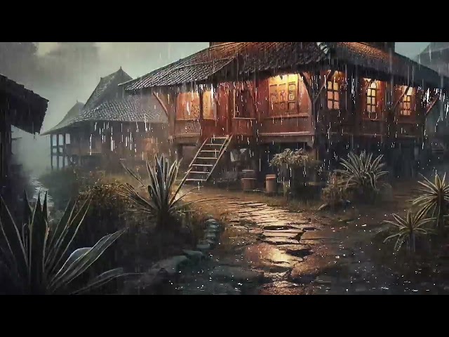 🔴 Rain on the Roof of a Rustic House to Sleep in, Sleep Well with Heavy Rain at Night