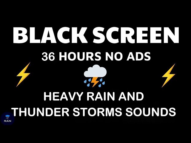 🔴 Heavy Rain and Thunder Sounds for Sleeping - Black Screen | Relaxing Thunderstorm, Live Stream