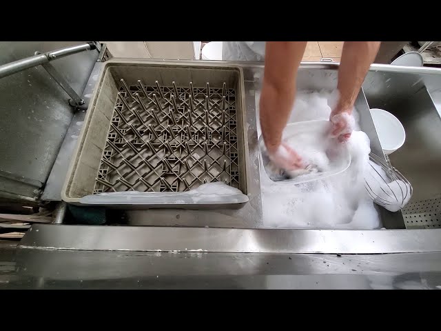 Washing Dishes at a Restaurant (Timelapse)