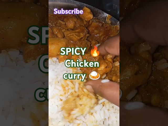 ASMR EATING ONE BITE SPICY CHICKEN CARRY WITH RICE #asmreatingchicken #eating #chickendishes