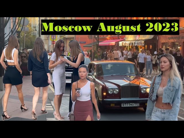 Stylish beautiful girls & luxury, vintage supercars in center of Moscow (August, 2023)