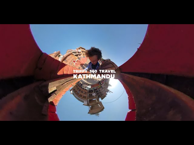 Exploring the street life of Kathmandu. Psychedelic 360 travel film. Urban adventures in Nepal.