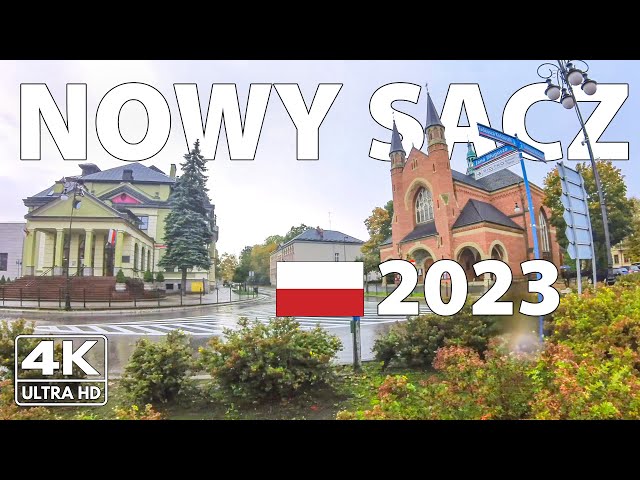 Nowy Sącz, Polska Deszczowa Piesza Wycieczka 🌧️ (4K Ultra HD) – Z Napisami