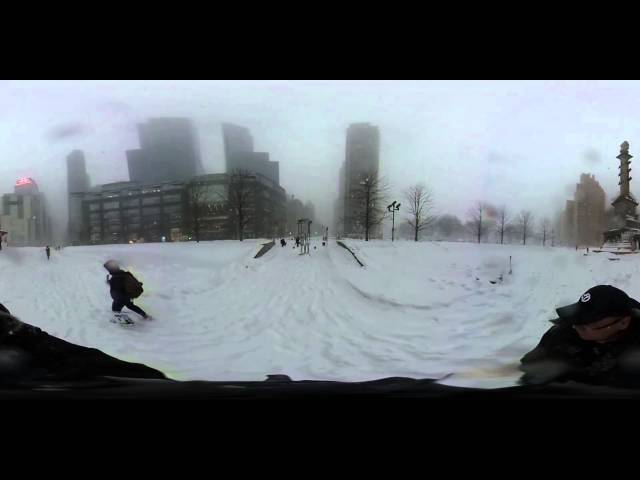 Blizzard in 360 in Columbus Circle