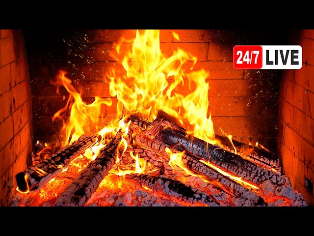 🔥 The Most Cozy Fireplace with Crackling Fire Sounds (LIVE 24/7). Fireplace 4K ULTRA HD.